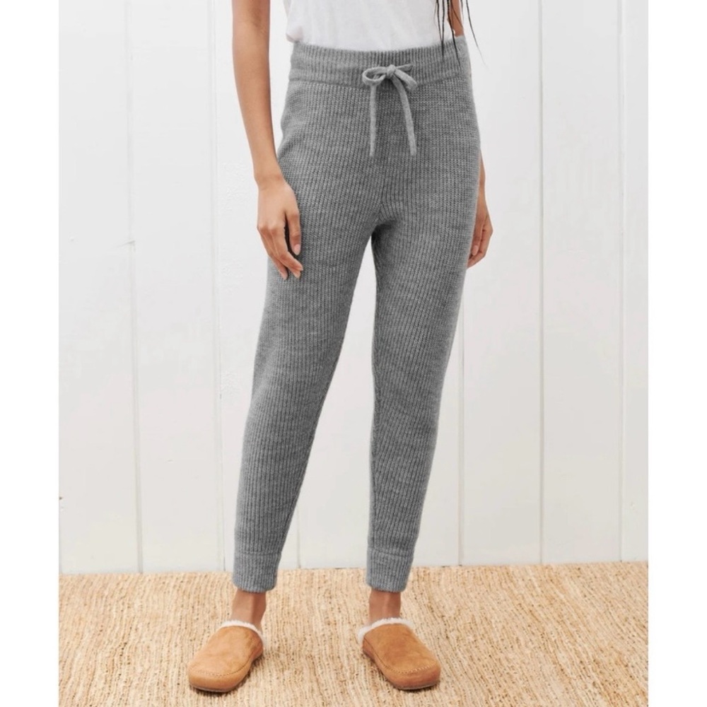 Jenni Kayne Alpaca Fisherman Knit Jogger Sweatpants Gray Size Small